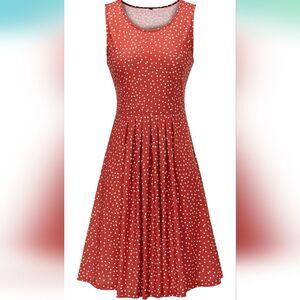 Kilig size medium sleeveless red polkadot midi dress NWT